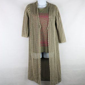 Embroidered Open Front Longline Cardigan